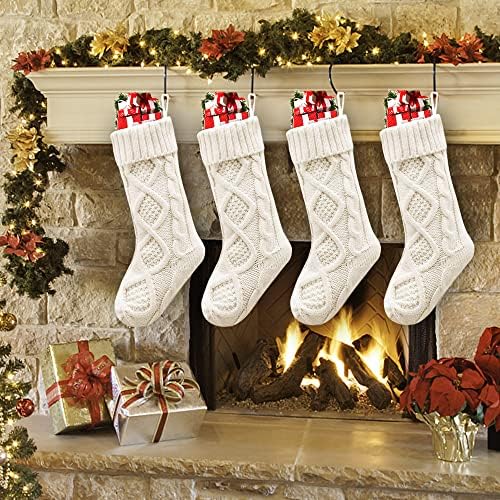 Коледни Чорапи SUNYPLAY, 4 опаковки 18-Инчови Трикотажни Чорапи с Голяма Кабел, Декорация за Празничната партита (4 х