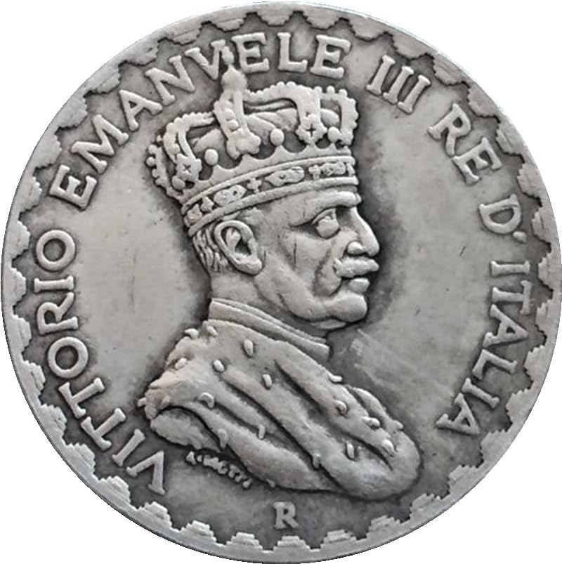 Италианска монета 1925 г. 5 Лири От Чиста Мед, Антично сребърно покритие Сребърен Долар, монети, Изделия от която можете