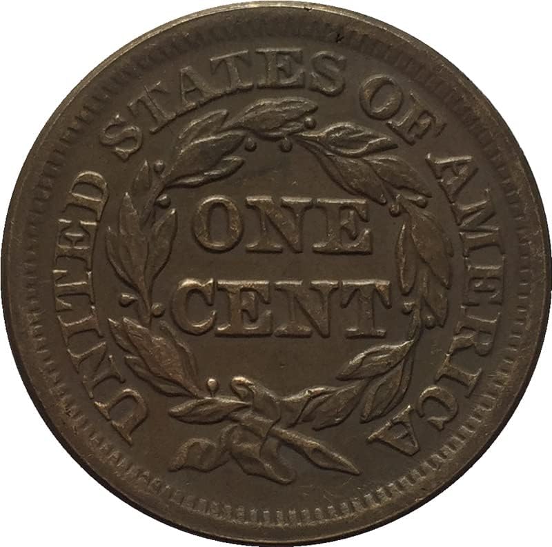 27,5 ММ Стар Американски монети 1852 г. Съобщение, Медни Монети, Старинни Занаяти, Чужди Възпоменателни Монети