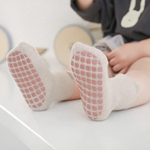 Детски Нескользящие Чорапи За Деца, Нескользящие Чорапи до Глезена с Дръжки, Нескользящие Памучни Чорапи за Бебета, малки