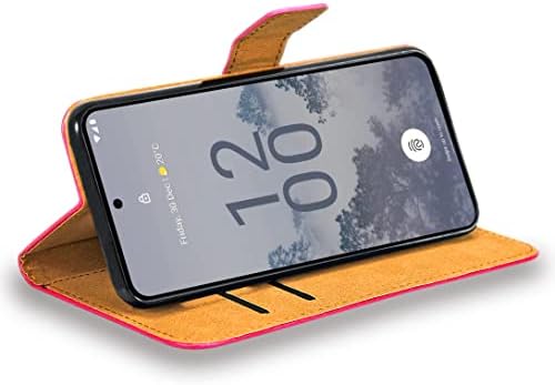 Калъф за Nokia X30, калъф-награда от естествена кожа CaseExpert®, калъф-книжка с панти капак за Nokia X30, розов