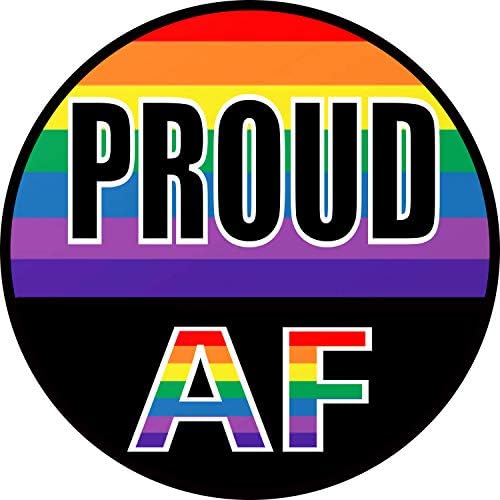 Гей гордост Proud AF Дъгова Стикер на бронята - LGBT-Q-IA Vinyl стикер премиум-клас 3x3 инча | за автомобили, коли, Прозорци, Бутилки, Каски, Огледала + по-Добре от Магнитите, Уличн