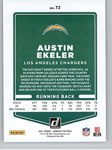 2021 Donruss 72 Austin Ekeler Los Angeles Chargers Футболна карта NFL NM-MT