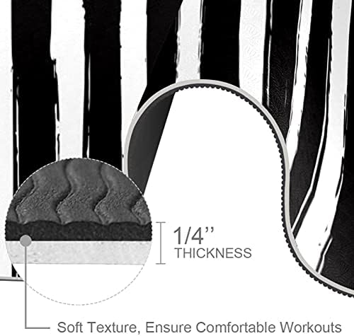 Ръчно декориран Дебела подложка за йога в черно-бяла лента от Премиум-клас, в екологично Чист Гумена подложка за здраве