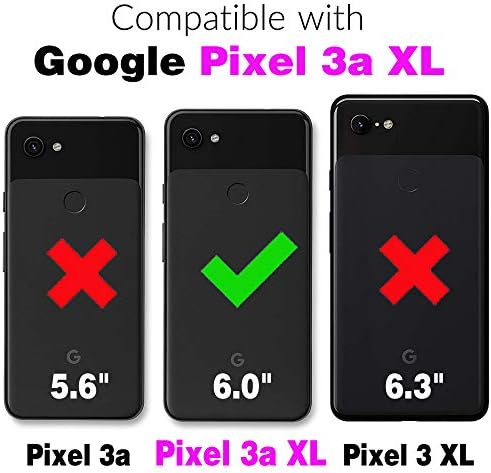 Съвместима с Pixel Google 3a XL Чанта-портфейл от закалено Стъкло, Защитно фолио за екрана и Кожена флип-надолу капака