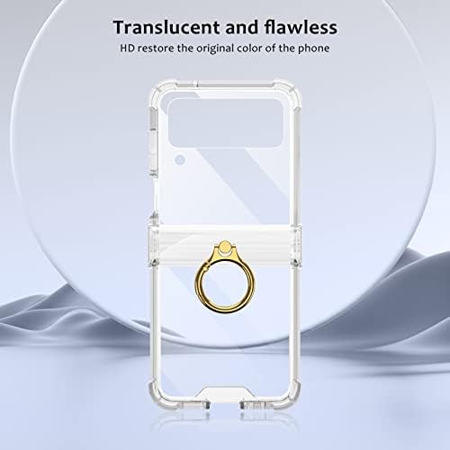 PUROOM за Samsung Galaxy Z Флип 4 Калъф с Луксозен пръстен Прозрачен Мек TPU Хибриден Силикон Универсален Защитен калъф