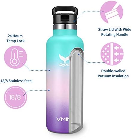 Бутилка за вода Vmini - Бутилка от неръждаема стомана със Стандартно Гърло и вакуумна изолация, Нова Слама на кутията