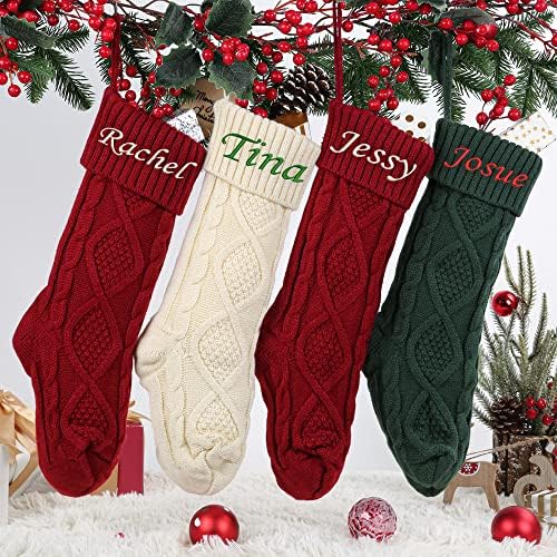 MOSTOP Персонализирани Възли Коледни Чорапи с Потребителски Име на 18-Инчов Голям Коледен Отглеждане на Деца Семейно
