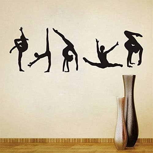 Maydahui Танцьорка Стикер На стената Танц Декор Фитнес зала (Комплект от 5 броя), Спортна и Художествена Стикер За Стена,