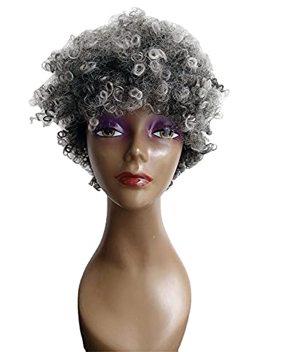 Къса афро-къдрава перуки от човешка коса за черни жени, къдрава афро-перуки без дантела, 150% плътност, афро-перука (сив