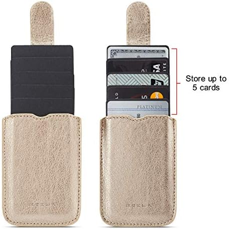Държач за карти MUMUGUO за задната част на телефона, Изкуствена Кожа RFID Заключване 5 Повдигащи Кредитни карти, Пари