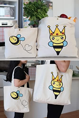 Littlebit & Vix Скъпа Пчела Многократна употреба Холщовые чанти-Тоут - Подарък за любителите на Пчелите, жени, Момичета,