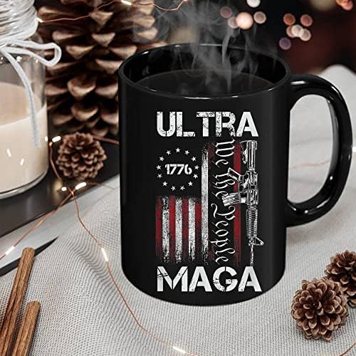 Чаша MAYMAY Ultra Maga We The People 1776 - Двустранен, Черна, 11 грама, Керамична Чаша - Ultra Maga Pro Тръмп Ultra