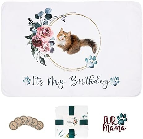 NovaaLife - Одеало за домашни любимци за рождения Ден на Milestone - с двустранна картички на 1-12 години - За рождения Ден на зайци, Кучета, Котки и други домашни любимци - Мек, Г?
