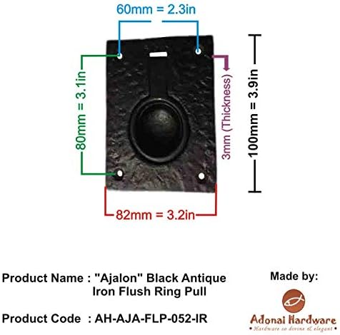 Профили Adonai Ajalon Black Antique Желязо Flush Ring Pull (идва по 2 броя в пакет)