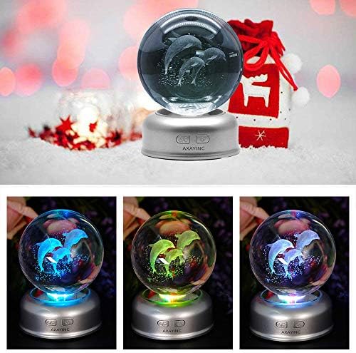 AXAYINC 3D Кристална Топка нощна светлина със Стойка 7 Цвята Промяна за Деца Декор на Детска Спални Подарък За Рожден