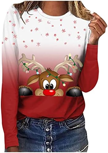 Рокля-Hoody Дамски Коледно Дърво Пуловер Случайни Графичен Принт Блузи с дълъг Ръкав