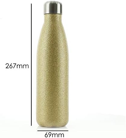 Персонализирана бутилка за вода, не съдържа BPA, 500 мл Колба от неръждаема Стомана със Златист блясък за топли и Студени