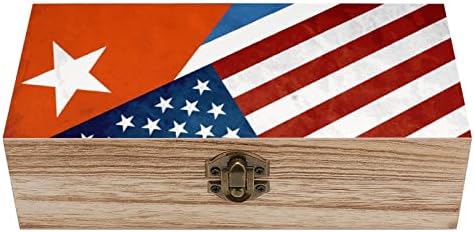 Дървена Кутия За Съхранение на Хартата на САЩ-Куба Настолен Малък Декоративен Органайзер Кутии За Бижута С Капак