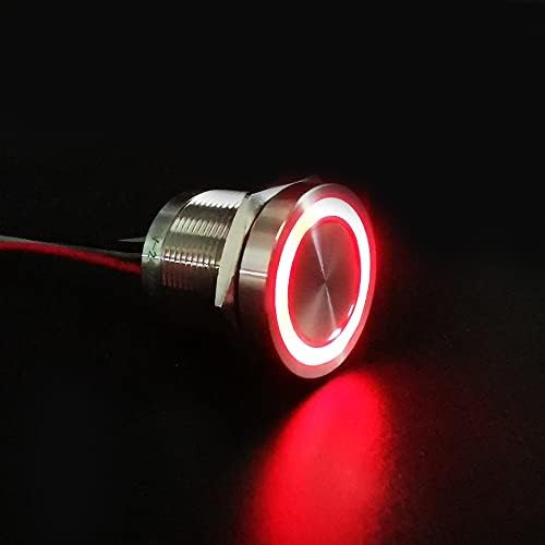 12 В 24 В led лампа в два цвята R & G Метален ip68 печат 25 мм бутон пьезопереключатель с кабел - (Цвят: червено и ЗЕЛЕНО,