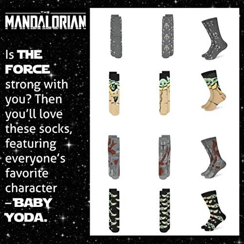 Чорапи Hyp Baby Йода Междузвездни войни, чорапи Mandalorian The Child Grogu за Мъже, Жени, Възрастни | 4 Чифта Чорапи