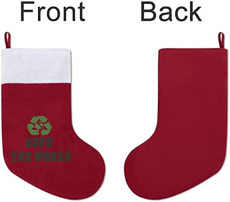 Да Спасим Света Коледни Чорапи, Бели Супер Меки Плюшени Модни Коледна Украса На Коледни Чорапи