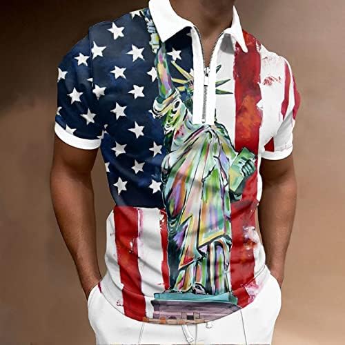 Мъжки Ризи Поло с Флага на САЩ, Патриотични Фланелки на 4 юли, Летен Ежедневни Тениски Свободно Намаляване С Къси Ръкави,